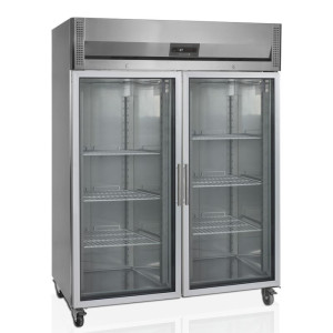 Armario refrigerado de acero inoxidable GN 2/1 - 2 puertas de vidrio 1325L TEFCOLD