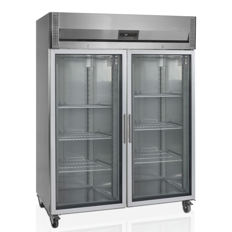 Armario refrigerado de acero inoxidable GN 2/1 - 2 puertas de vidrio 1325L TEFCOLD