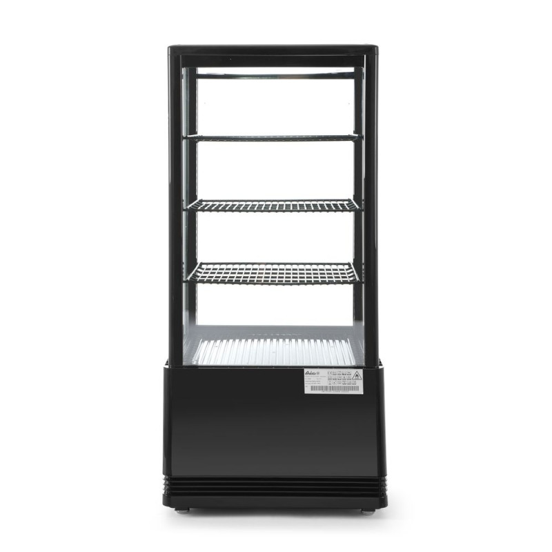 Vitrina refrigerada negra de 4 caras de cristal - 78 litros