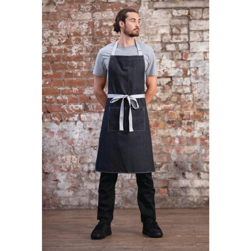 Delantal Bavette Denim Negro Southside en Polialgodón 700 x 1000 mm - Whites Chefs Clothing - Fourniresto