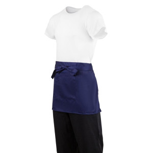 Delantal de camarero corto azul marino de polialgodón 373 x 750 mm - Whites Chefs Clothing - Fourniresto