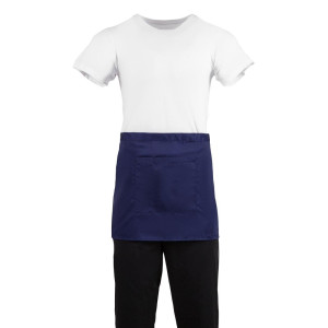 Delantal de camarero corto azul marino de polialgodón 373 x 750 mm - Whites Chefs Clothing - Fourniresto