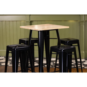 Mesa de bar negra con tablero de madera Bolero - Elegante y funcional