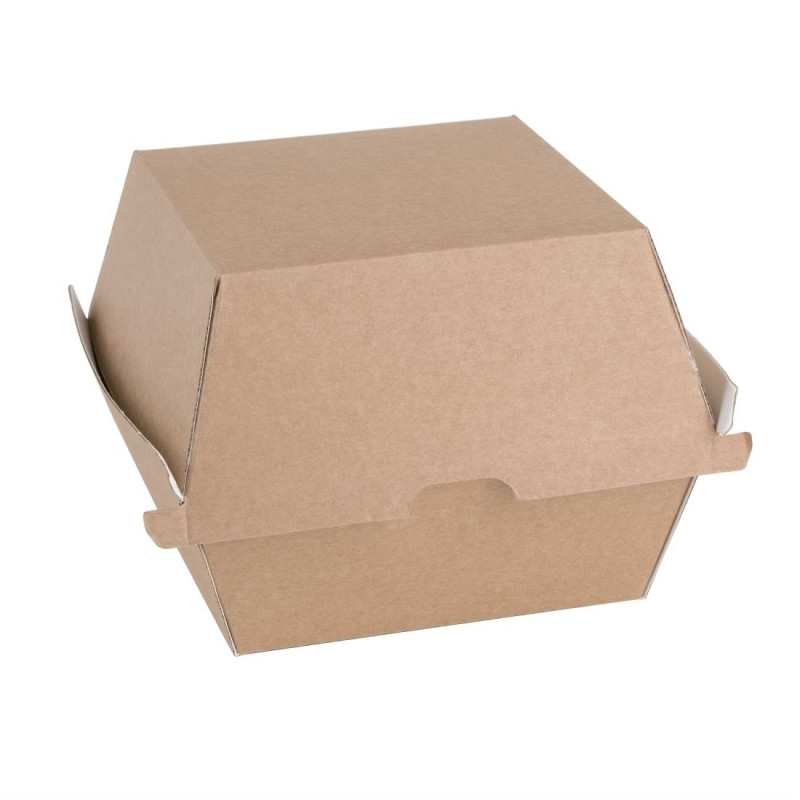 Pequeñas cajas de hamburguesas compostables de 112 mm - Lote de 150 Kraft Fiesta