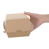 Pequeñas cajas de hamburguesas compostables de 112 mm - Lote de 150 Kraft Fiesta