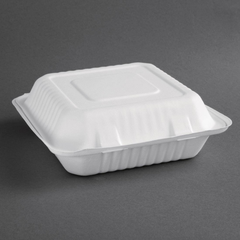 Cajas de bisagra compostables de Bagazo 236mm - Lote de 200