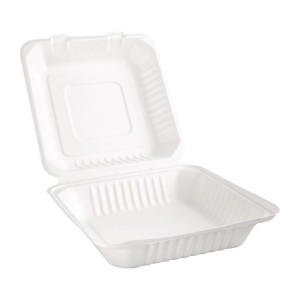 Cajas de bisagra compostables de Bagazo 236mm - Lote de 200