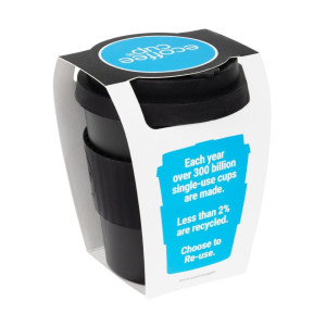 Vaso reutilizable de bambú negro de 340 ml: práctico y ecológico