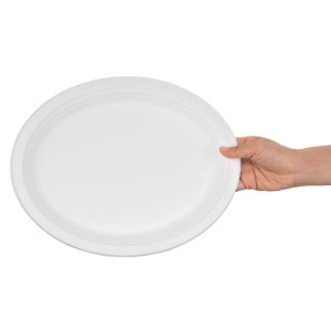 Platos Ovalados Compostables de Bagazo 316mm - Lote de 50, Entrega Rápida, Alta Calidad