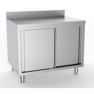 Mueble Inox Bajo 2 Puertas con Respaldo - Acero Inoxidable 600 mm