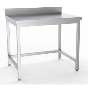 Mesa de acero inoxidable con respaldo - L 2000 x P 700 mm, calidad profesional