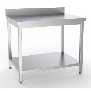Mesa de Inox con Respaldo y Estante - L 1200 x P 600 mm