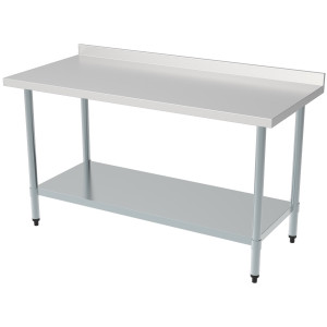 Mesa de Acero Inoxidable Profesional con Respaldo y Estante - CombiSteel