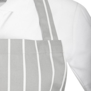 Delantal Babero Rayado Gris y Blanco - Whites Chefs Clothing