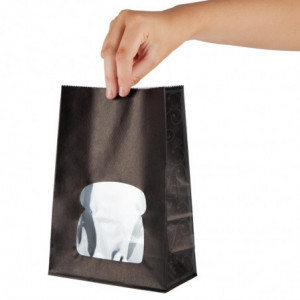 Bolsas de sándwich de papel reciclable negro con ventana - Lote de 250 - Colpac