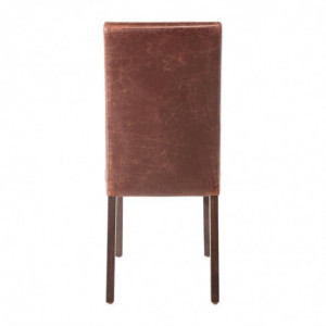 Silla con respaldo alto de cuero sintético marrón oscuro envejecido - Lote de 2 - Bolero - Fourniresto