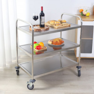 Carro de acero inoxidable de 3 estantes Dynasteel - Robusto y funcional para profesionales de la restauración