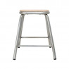 Taburete bajo de acero galvanizado con asiento de madera Cantina - Juego de 4 - Bolero